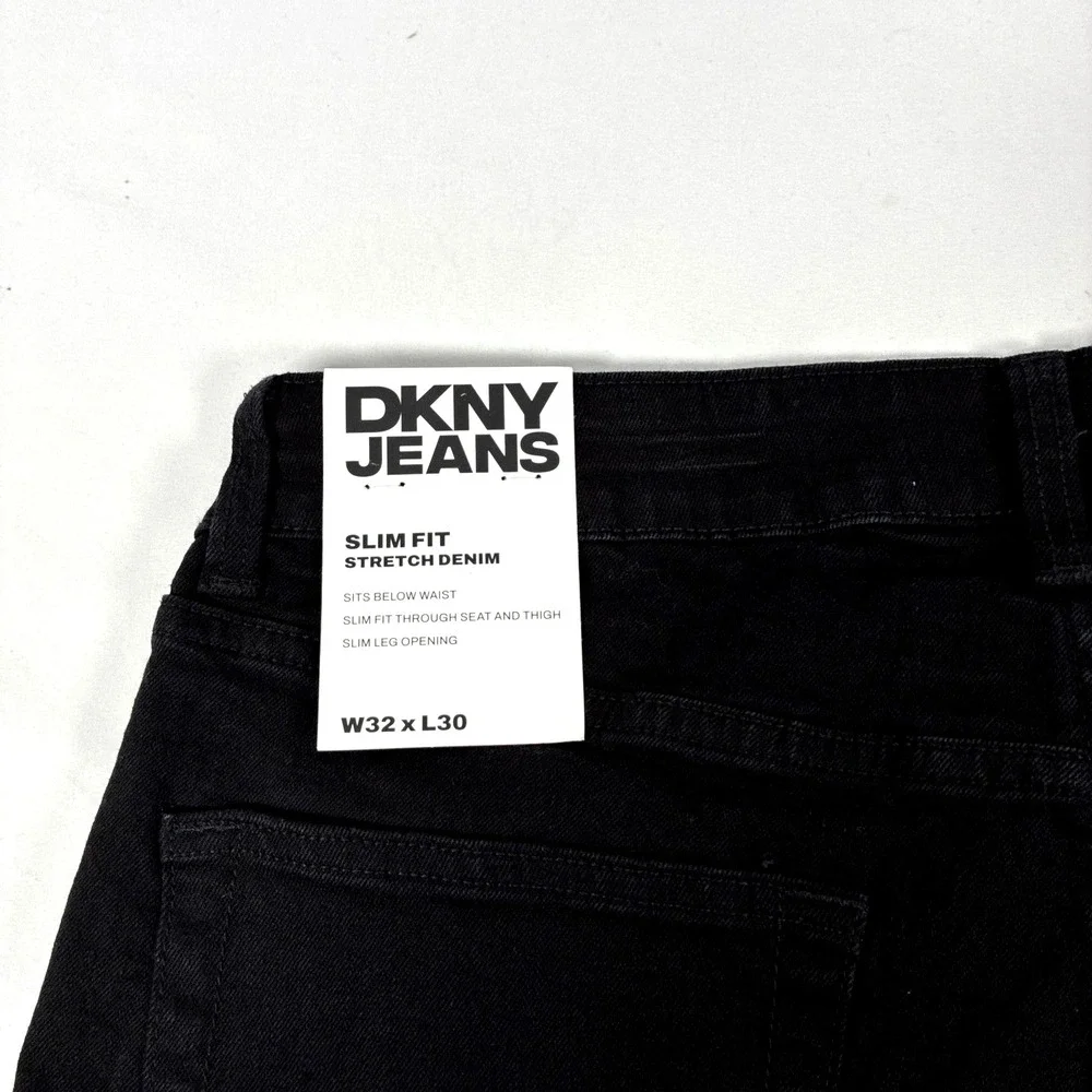 New Mens DKNY Jeans Bedford Slim Black Denim Size 32x30 NWT $79